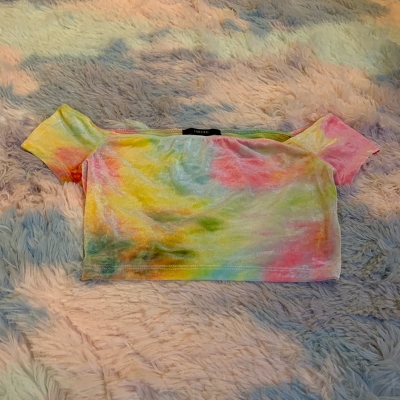 Brand New Tie Dye Soft Velvet Crop - Picture 3 of 4